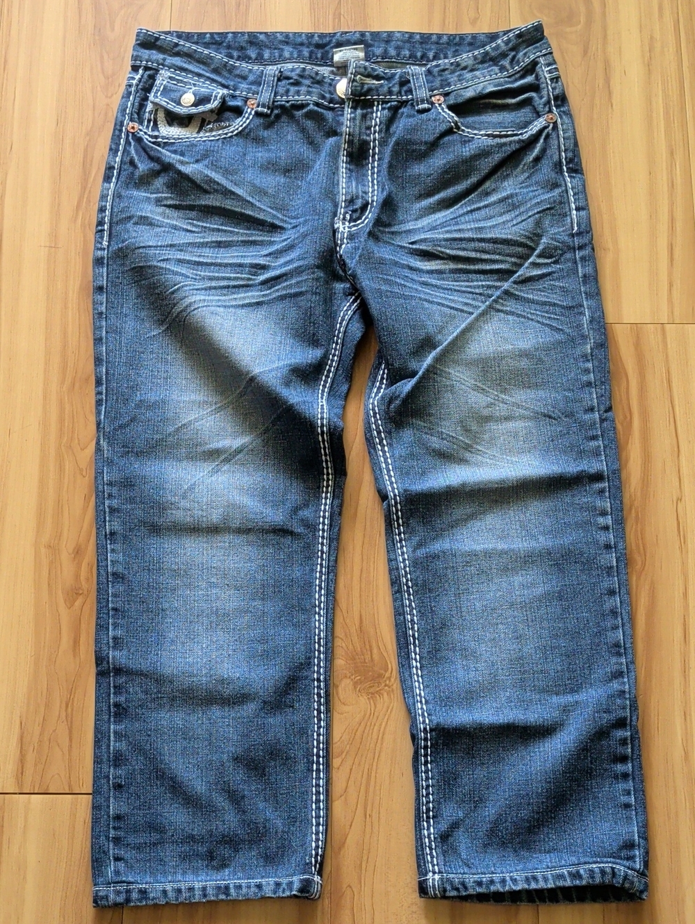 Men's Dark Blue Washed Jeans